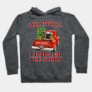 Christmas Bull Mastiff Through The Snow Dog Santa Truck Tree Hoodie